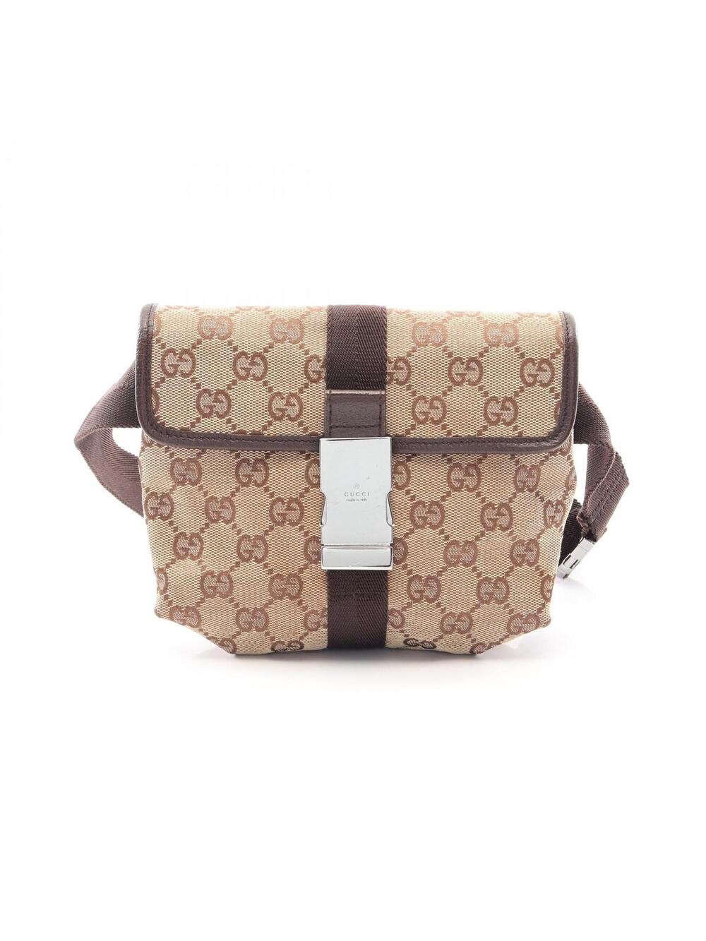 Gucci Gg Canvas Waist Belt Bag Leather #272569G43B